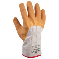 Original Nitty Gritty Palm-Coated Rubber Gloves, Large, White/Yellow 845-66NFW-10