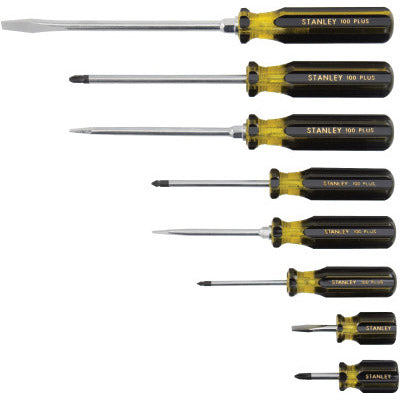 100 Plus 8 Pc Combination Screwdriver Set, Phillips, Slotted, 1/4 in, 7/32 in, 5/16 in, 3/8 in 680-66-158-A