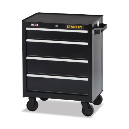 300 Series Rolling Tool Cabinet, 26 in, 4-Drawer, Black 680-STST22744BK