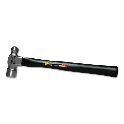 Ball Pein Hammer, Straight Hickory Handle, 15-1/16 in Overall Length, High Carbon Steel, 24 oz Head 680-54-024