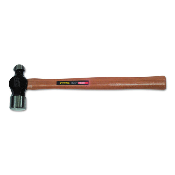Ball Pein Hammer, Straight Hickory Handle, 16 in Overall Length, High Carbon Steel, 32 oz Head 680-54-032