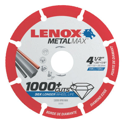 MetalMax Cut-Off Wheels, 5 in Dia., 7/8 in Arbor, 12200 rpm 433-1972922