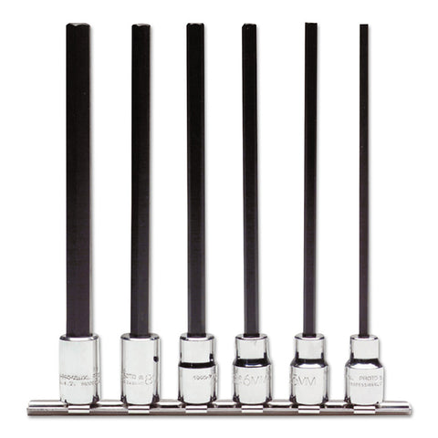 6 Piece Metric Extra-Long Hex Bit Socket Sets, 3/8 in 577-4990-SMXL