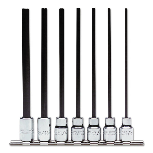 7 Piece Extra-Long Hex Bit Socket Set, 3/8 in Drive, 6 Points, Inch 577-4990-7XL