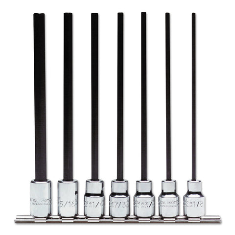 7 Piece Extra-Long Hex Bit Socket Set, 3/8 in Drive, 6 Points, Inch 577-4990-7XL