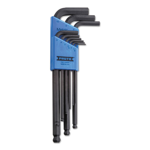 9 Pc. Metric Ball-Hex L-Key Sets, 9 per holder, Hex Ball Tip, Metric 577-4996