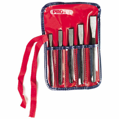 Cold Chisel Sets, 5 Piece, Straight, SAE, Kit Pouch 577-86C