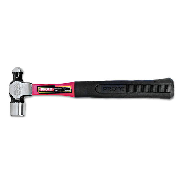 Ball Pein Hammer, Fiberglass Handle, 12 1/16 in, Forged Steel 12 oz Head 577-1312PGD
