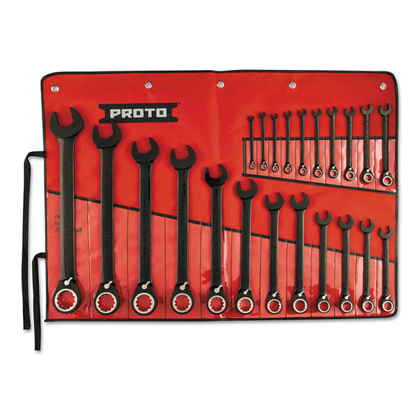 Spline Reversing Combination Ratcheting Wrench, 22 Pc, Metric 577-SCVM-22S