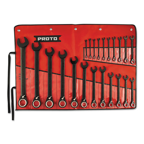 Spline Reversing Combination Ratcheting Wrench, 22 Pc, Metric 577-SCVM-22S