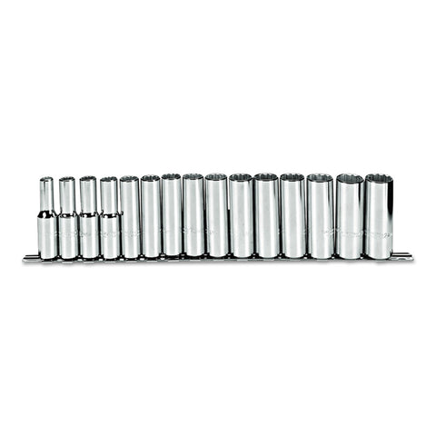 Torqueplus Metric Deep Socket Set, 15 Pc, 1/2 in, 12 Point 577-54207