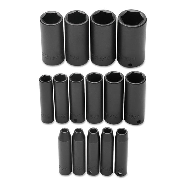 Torqueplus Deep Impact Socket Set, 15 Pc, 3/8 in, 6 Point 577-72116