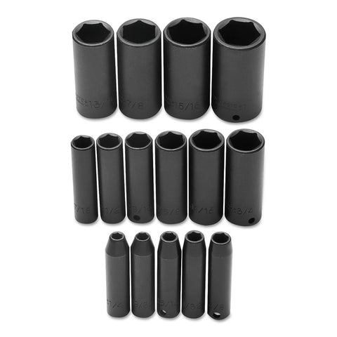 Torqueplus Deep Impact Socket Set, 15 Pc, 3/8 in, 6 Point 577-72116