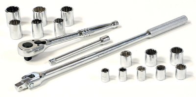 17-Pc Socket Set, 1/2 in, 12 Point, SAE 576-85-425