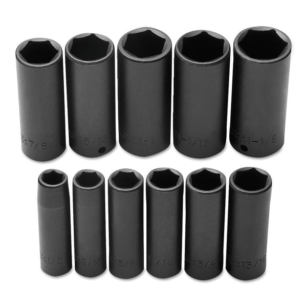 Torqueplus 11 Pc Deep Impact Socket Set, 1/2 in, 6 Point 577-74112