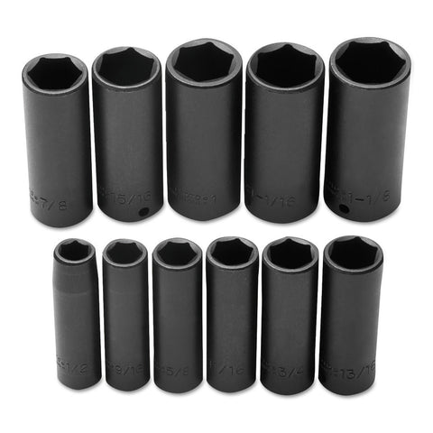 Torqueplus 11 Pc Deep Impact Socket Set, 1/2 in, 6 Point 577-74112