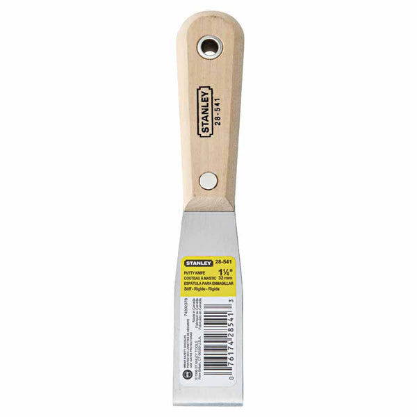 Wood Handle Putty Knife, 1-1/4 in Wide, Stiff Blade 680-28-541