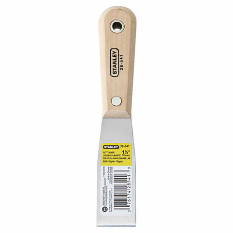 Wood Handle Putty Knife, 1-1/4 in Wide, Stiff Blade 680-28-541