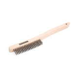 Steel Wire Scratch Brush, 13.8 in, 19 rows, Steel Bristle, Curved Wood Handle 432-781633