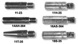 Contact Tip, 0.03 in Wire, 0.038 in Tip, Optional Tapered, No. 2, 3, and 4 Guns 358-1140-1301