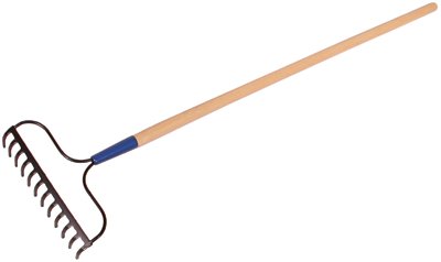 Bow Rake, 16.25 in W, Forged Steel, 15 Tine, 60 in Fiberglass, Cushion Grip Handle 760-63184