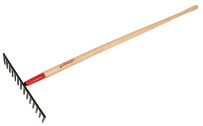 Level Rake for Gravel, 16 in W, Forged Steel, 14 Tine, 66 in American Hardwood Handle 760-63121