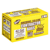 FLEX-O-BAG Contractor Bag, 42 gal, 3 mil Thick, 33 in W x 48 in H, Black 795-HB42-20-R