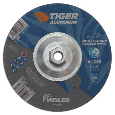 Aluminum Combo Wheels, 7 in Dia., 5/8 in Arbor, Type 27, 24 Grit, Alum. Oxide 804-58232
