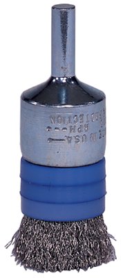 Banded Crimped Wire End Brush, Stainless Steel, 1/2 in dia x 0.006 in Wire, 20000 RPM 804-11110