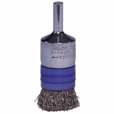 Banded Crimped Wire End Brush, Stainless Steel, 1 in x 0.006 in, 10,000 rpm 804-11114