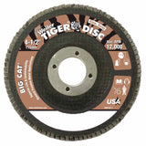Tiger Big Cat High Density Flap Disc, 4-1/2 in dia, 40 Grit, 7/8 in Arbor, 12000 rpm, Type 27 804-50763