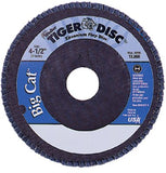 Tiger Big Cat High Density Flap Disc, 4-1/2 in dia, 60 Grit, 7/8 in Arbor, 12000 RPM, Type 27 804-50804