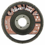 Tiger Big Cat High Density Flap Disc, 4-1/2 in dia, 60 Grit, 7/8 in Arbor, 12,000 RPM, Type 27 804-50764
