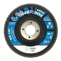 Tiger Big Cat High Density Flap Disc, 4-1/2 in dia, 120 Grit, 7/8 in Arbor, 12,000 RPM, Type 27 804-50806