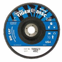 Tiger Big Cat High Density Flap Disc, 7 in, 40 Grit, 7/8 in Arbor, 8,600 RPM, Type 27 804-50823