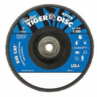 Tiger Big Cat High Density Flap Disc, 7 in dia, 120 Grit, 5/8 in-11 UNC Arbor, 8,600 RPM, Type 27 804-50846