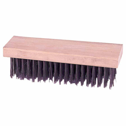 Block Type Scratch Brushes, 7 1/4", 6X19 Rows, Round Steel Wire, Wood Handle 804-44067