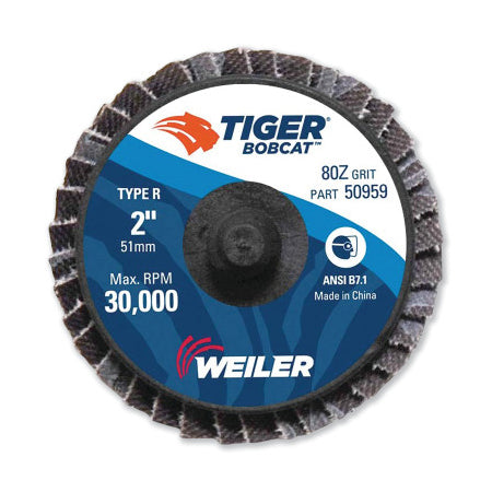 Bobcat Mini Abrasive Flap Disc, 2 in, Flat (Ty27), Type R Mount, 80Z 804-50959