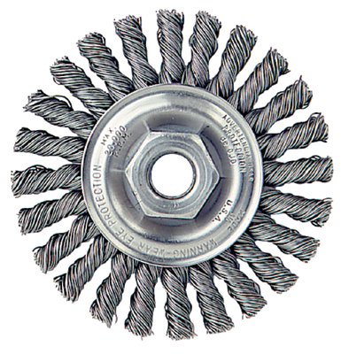 Cable Twist Knot Wire Wheel, 4 in dia x 1/4 in W, 0.020 in Steel Wire, 20000 RPM 804-13266