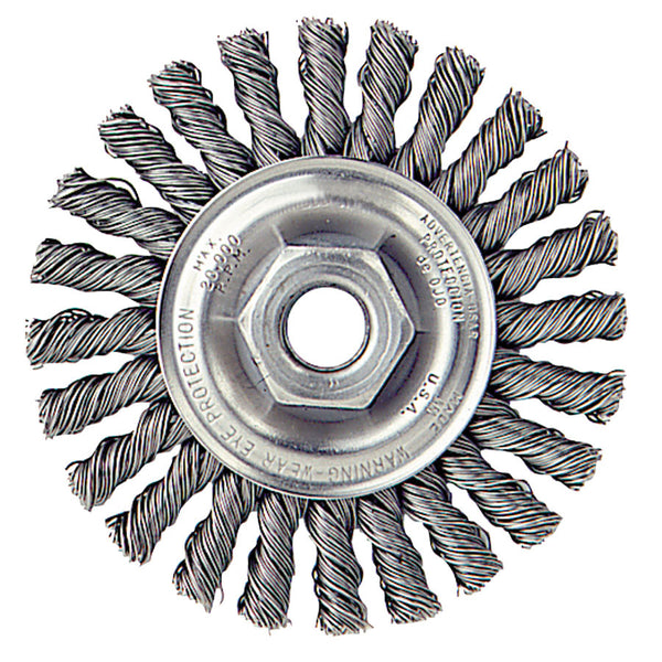 Cable Twist Knot Wire Wheel, 4 in D x 1/4 in W, .02 in Steel, M10 x 1.25 Nut 804-13261