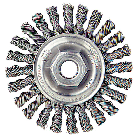 Cable Twist Knot Wire Wheel, 4 in D x 1/4 in W, .02 in Steel, M10 x 1.25 Nut 804-13261