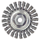 Cable Twist Knot Wire Wheel, 4 in dia x 1/4 in W, 0.020 in Stainless Steel Wire, 20000 RPM 804-13276