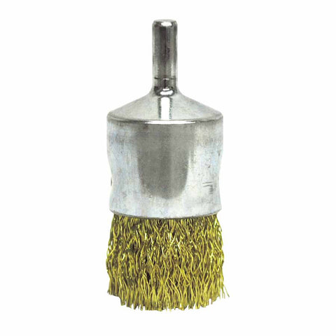Coated Cup Crimped Wire End Brush, Brass, 20,000 rpm, 1" x 0.0118" 804-10091