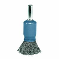 Coated Cup Crimped Wire Solid End Brushes, Steel, 25,000 rpm, 1/2" 804-11000