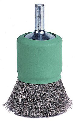 Coated Cup Crimped Wire End Brush, Stainless Steel, 1 in dia x 0.006 in Wire, 22000 RPM 804-11016