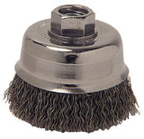 Crimped Wire Cup Brush, 3 in dia, 5/8-11 UNC Arbor, 0.014 in Steel Wire 804-13245