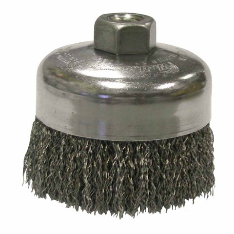 Crimped Wire Cup Brush, 4 in dia, 5/8-11 UNC Arbor, 0.014 in Steel Wire 804-14026