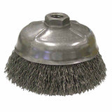 Crimped Wire Cup Brush, 5 in Dia., 5/8-11 UNC Arbor, .014 Steel Wire 804-14206