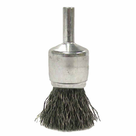 Crimped Wire Solid End Brush, Stainless Steel, 22,000 RPM, 3/4 in x 0.006 in 804-10017