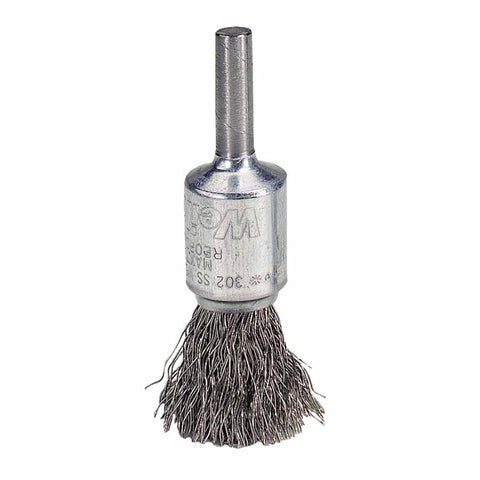 Crimped Wire Solid End Brushes, Stainless Steel, 25,000 rpm, 1/2" x 0.02" 804-10016